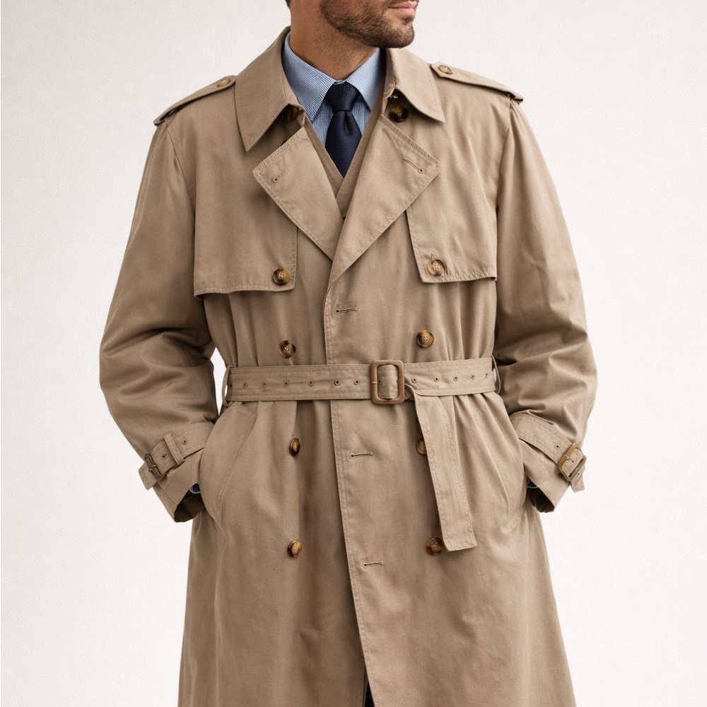 GANT Vintage Classic Khaki Trench Coat Men’s 42S Short Double Breasted
